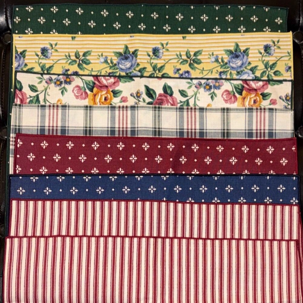 Longaberger Fabric Accessories Lot of 8 NEW Liner Napkins Covers Mixed Patterns